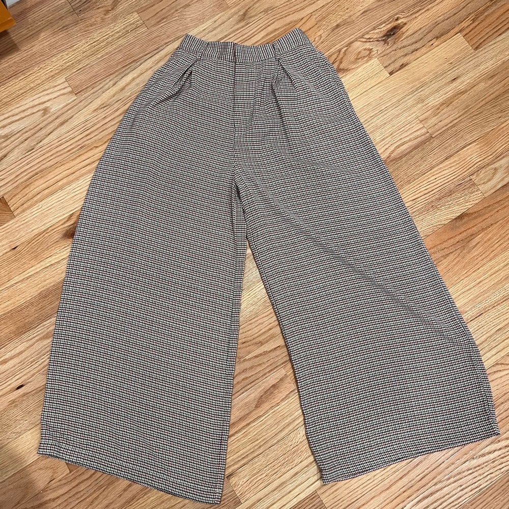 Wide Leg Houndstooth Pants - Women's